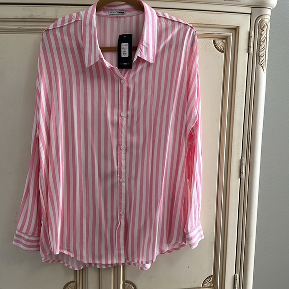 Fashion nova playing games long sleeve top color, pink/white size XL - Picture 5 of 6